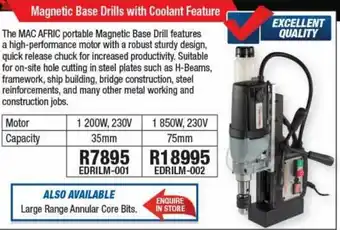 Magnetic Base Drills with Coolant Feature EDRILM-001