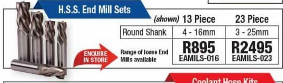 Adendorff Machinery Mart H.S.S. End Mill Sets 13 Piece offer