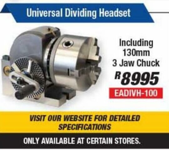 Adendorff Machinery Mart Universal Dividing Headset Including 130mm 3 Jaw Chucks offer