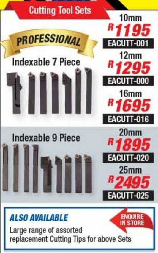 Cutting Tool Sets 10mm Indexable 7 Piece offer at Adendorff Machinery Mart