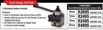 Quick Change Tool Pots 4 Standard Holders Included 10mm
