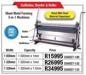 Adendorff Machinery Mart Guillotine, Bender & Roller 1000mm x 1mm offer