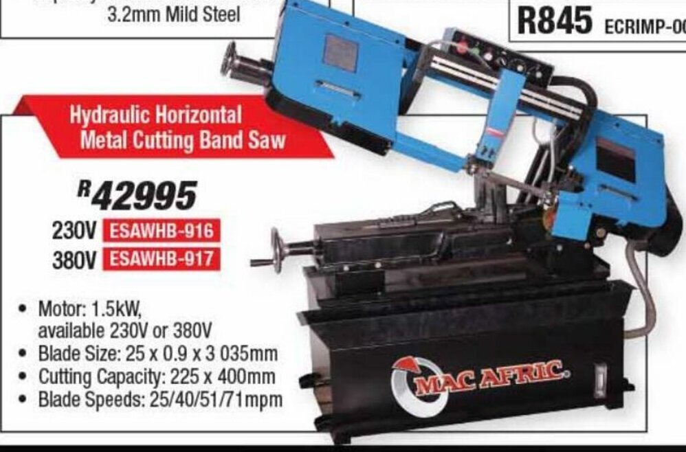 Hydraulic Horisontal Metal Cutting Band Saw offer at Adendorff
