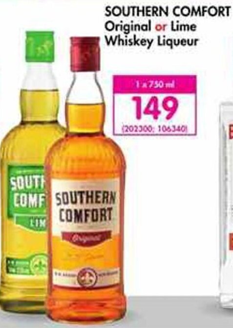 Makro’s liquor Southern Comfort Original or Lime Whisky Liqueur 750ml offer