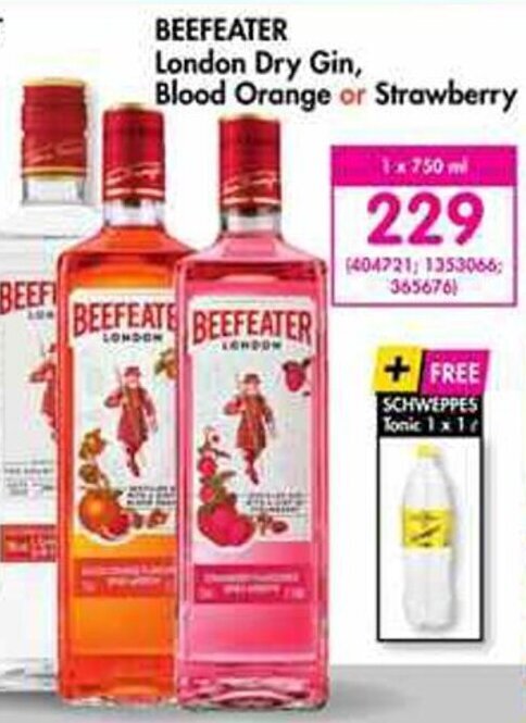 Makro’s liquor Beefeater London Dry Gin, Blood Orange or Strawberry 750ml offer