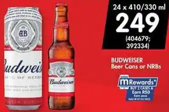 Budweiser Beer Cans or NRB's 24 x 410 x 330ml