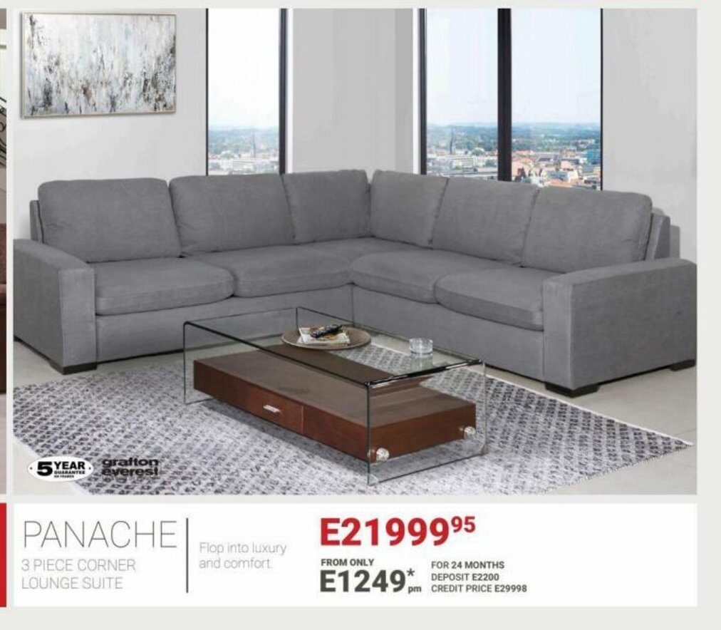 Panache 3 Piece Corner Lounge Suite offer at Bradlows