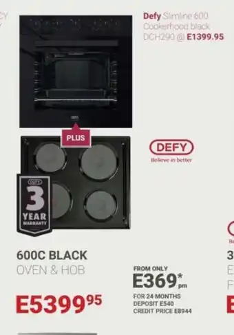 Bradlows Defy - 600c Black Oven & Hob offer