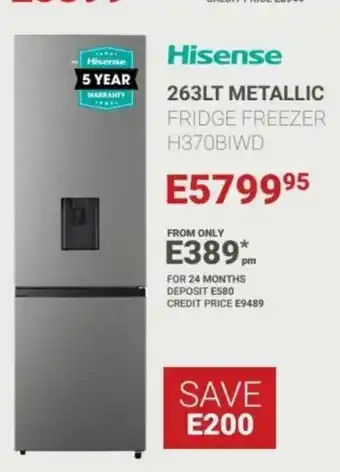 Bradlows HIsense - 263lt Metallic Fridge Freezer offer