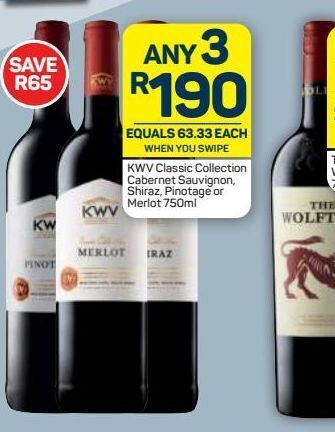 Pick n Pay Kwv red wine 3 offer