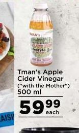 Food Lover's Market Tmans cider vinegar offer