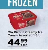Food Lover's Market Ola rich'n creamy ice cream offer