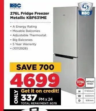 HiFi Corp 276l fridge freezer metallic kic offer