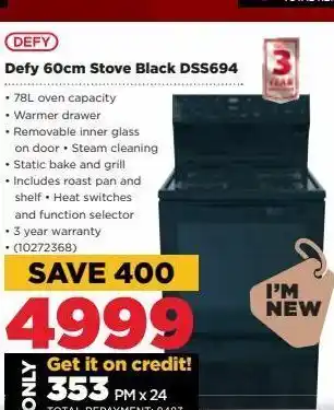 HiFi Corp 60 cm stove black defy offer