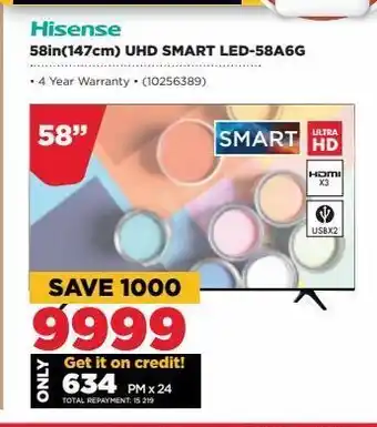 HiFi Corp 58 in(147cm) uhd smart led tv hisense offer