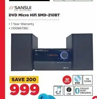 Dvd micro hifi smd-210bt sansui