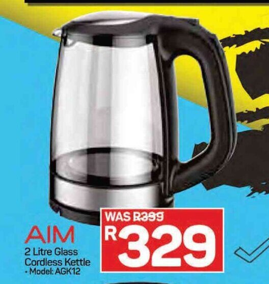 Pick n Pay AIM 2 Litre Glass Cordless Kettle offer