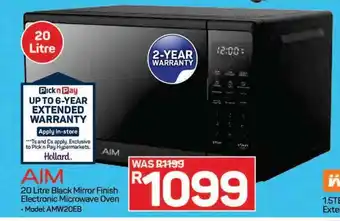 Pick n Pay AIM 20 Litre Mirror Finish Electronic Microwave Oven offer