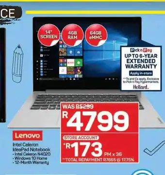 Lenovo - Intel Celeron IdeaPad Notebook