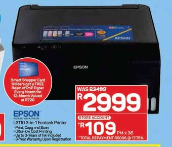 EPSON - L3110 3-in-1 Ecotank Printer