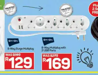 Pick n Pay PnP 8-Way Multiplug with 2 USB Ports offer