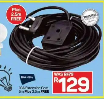 Pick n Pay PnP 10A Extension Cord 5m Plus 2.5m Free offer
