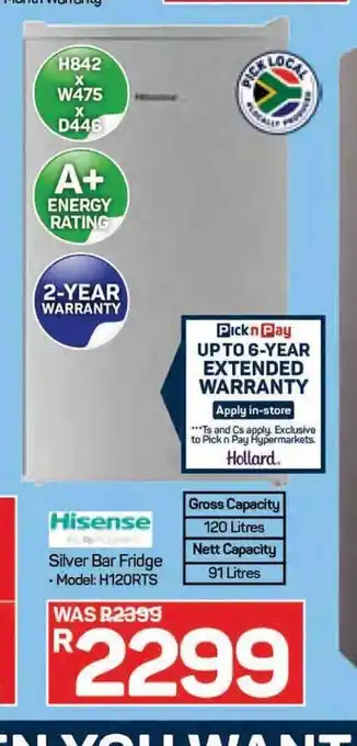 Pick n Pay Hisense - Silver Bar Fridge offer