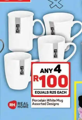 Pick n Pay Porcelain White Mug Assorted Designs offer