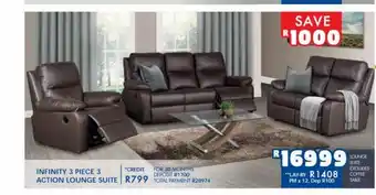 Russells Infinity 3 Piece 3 Action Lounge Suite offer