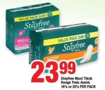 Stayfree Maxi Thick Range Pads 16's or 20's