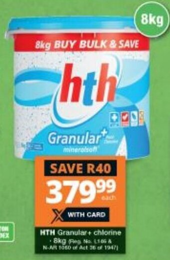 Checkers hth Granular + Chlorine 8kg offer