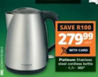 Checkers Platinum Stainless Steel Cordless Kettle 1,7L offer