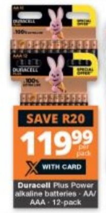 Checkers Duracell Plus Power Alkaline Batteries AA / AAA 12-pack offer