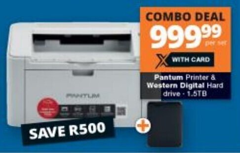 Checkers Pantum Printer & Western Digital Hard Drive 1.5TB offer