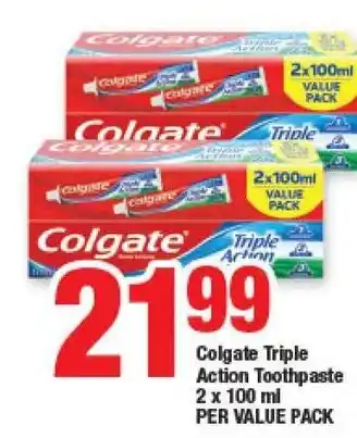 OK Foods Colgate Triple Action Toothpaste 2 x 100ml offer