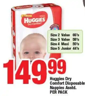 OK Foods Huggies Dry Comfort Disposable Nappies 2-66's / 3-58's / 4-50's / 5-44's offer