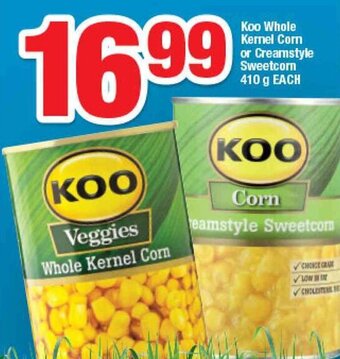 OK Foods Koo Whole Kernel Corn or Creamstyle Sweetcorn 410g offer