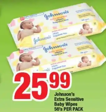 OK Foods Johnson's Extra Sensitive Baby Wipes 56's offer