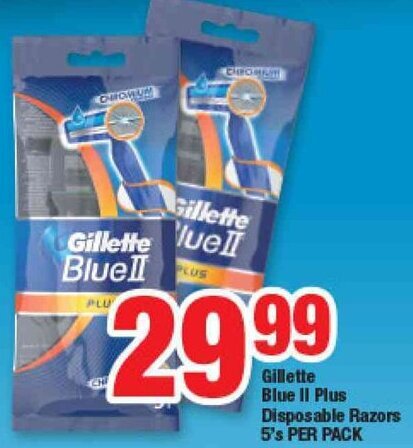 OK Foods Gillette Blue II Plus Disposable Razors 5's offer