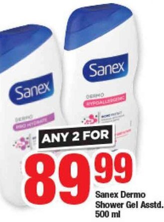 Sanex Dermo Shower Gel 2 x 500ml
