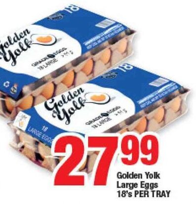 OK Foods Golden Yolk Large Eggs 18's offer