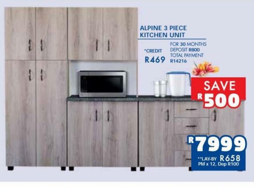 Alpine 3 Piece Kitchen Unit offer at Russells