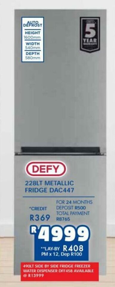 Russells Defy - 228lt Metallic Fridge DAC447 offer