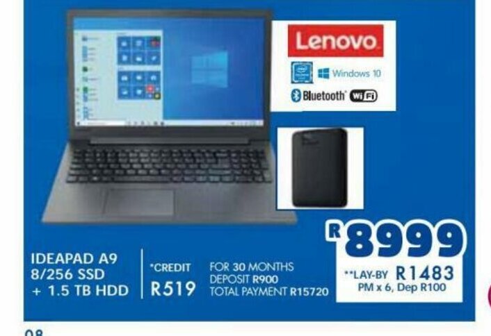 Russells Lenovo - Ideapad A9 8/256 SSD + 1.5Tb HDD offer