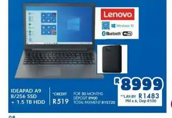 Russells Lenovo - Ideapad A9 8/256 SSD + 1.5Tb HDD offer