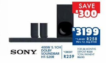 Russells Sony - 400W 5.1Ch Dolby Soundbar HT-S20R offer