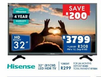 Russells Hisense - 32" (81CM) LED HDR Tv offer