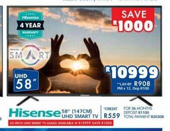Russells Hisense - 58" (147cm) UHD Smart TV offer