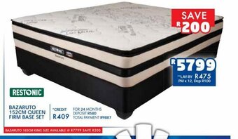 Russells Restonic Bazaruto 152cm Queen Firm Base Set offer