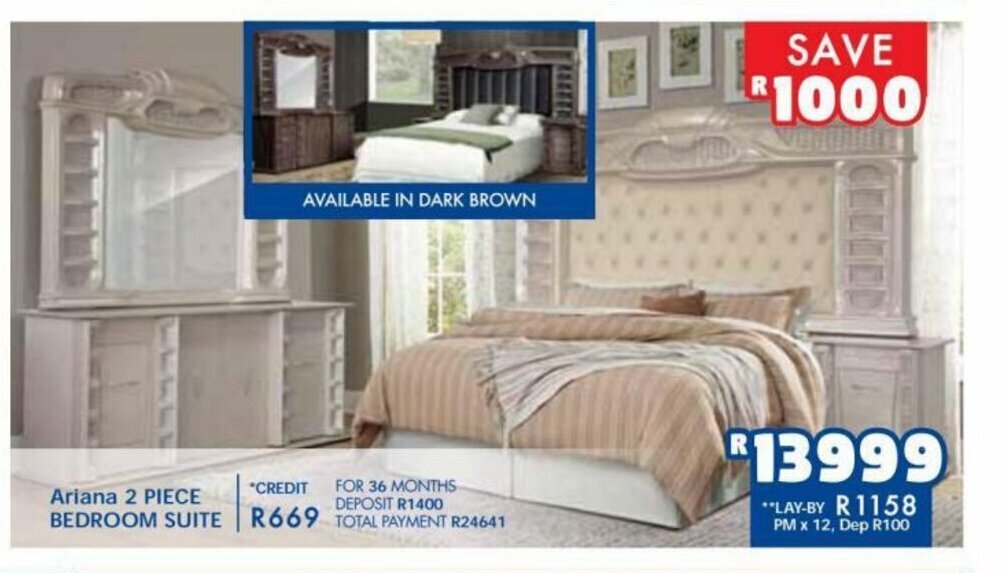 Ariana 2 Piece Bedroom Suite offer at Russells